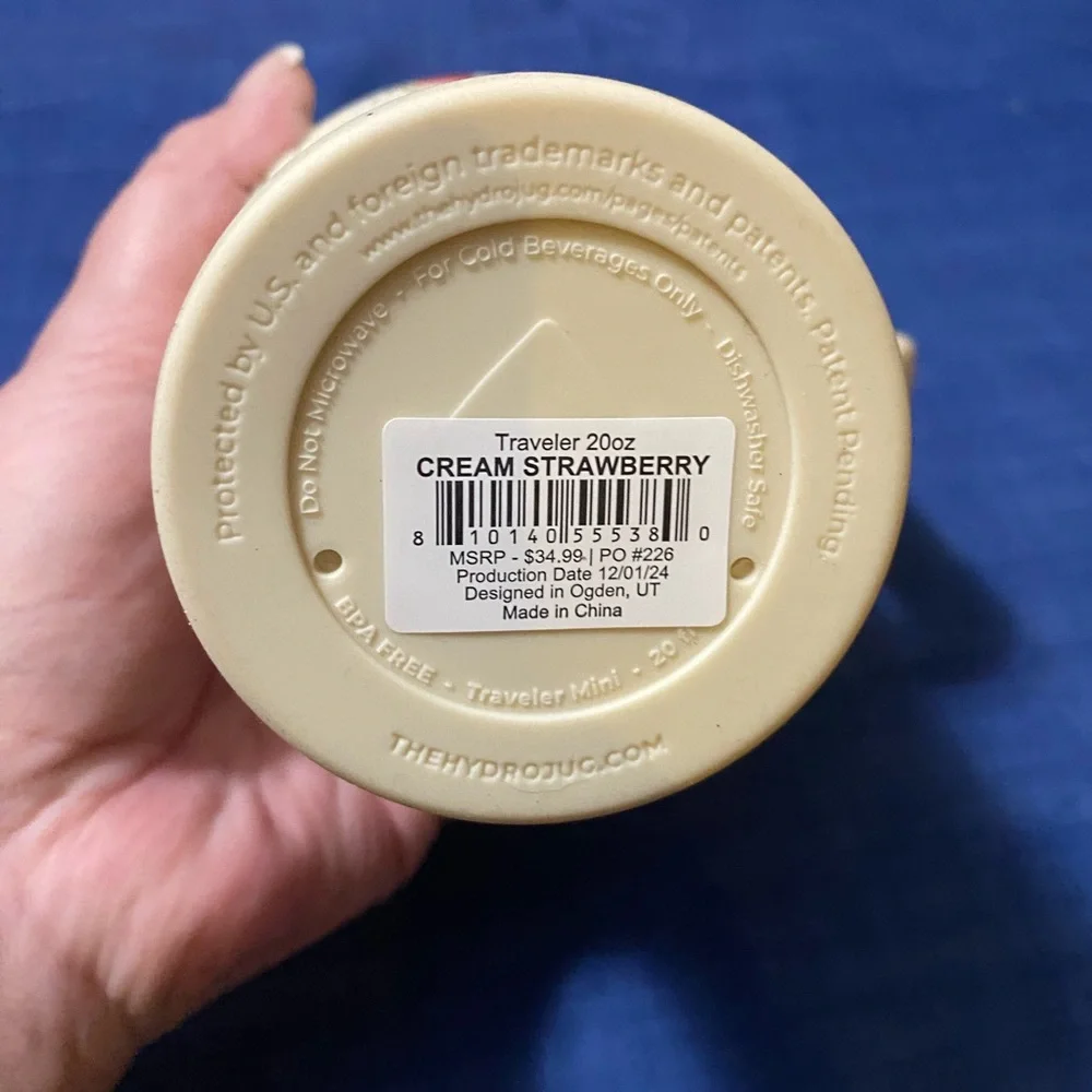 HydroJug Cream Strawberry 20oz Traveler Tumbler - Picture 5 of 5